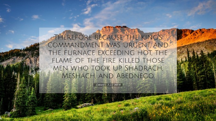 Picture 07 - Daniel 3:22 WEB Desktop Wallpaper - Therefore because the king's commandment was - Desktop Bible Verse Wallpaper