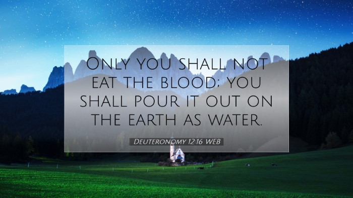 Picture 07 - Deuteronomy 12:16 WEB Desktop Wallpaper - Only you shall not eat the blood; you shall pour - Desktop Bible Verse Wallpaper