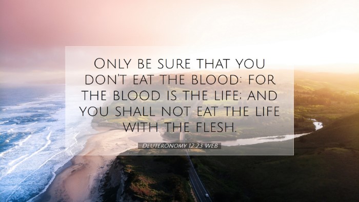 Picture 07 - Deuteronomy 12:23 WEB Desktop Wallpaper - Only be sure that you don't eat the blood: for - Desktop Bible Verse Wallpaper