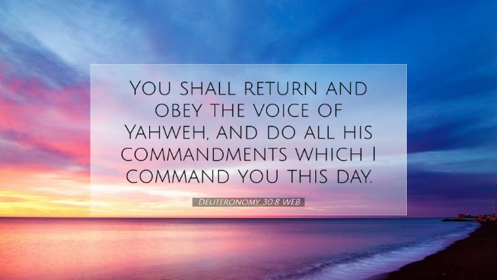 Picture 07 - Deuteronomy 30:8 WEB Desktop Wallpaper - You shall return and obey the voice of Yahweh, - Desktop Bible Verse Wallpaper