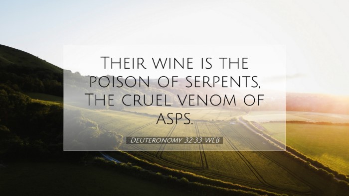 Picture 07 - Deuteronomy 32:33 WEB Desktop Wallpaper - Their wine is the poison of serpents, The cruel - Desktop Bible Verse Wallpaper