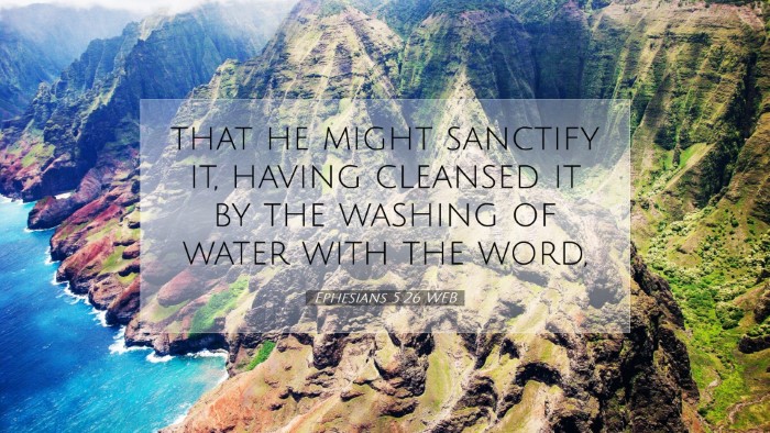Picture 07 - Ephesians 5:26 WEB Desktop Wallpaper - that he might sanctify it, having cleansed it by - Desktop Bible Verse Wallpaper