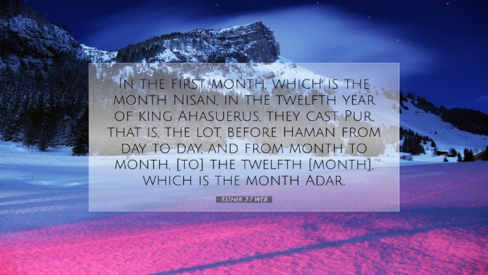 Picture 07 - Esther 3:7 WEB Desktop Wallpaper - In the first month, which is the month Nisan, in - Desktop Bible Verse Wallpaper