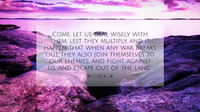 Picture 07 - Exodus 1:10 WEB Desktop Wallpaper - Come, let us deal wisely with them, lest they - Desktop Bible Verse Wallpaper