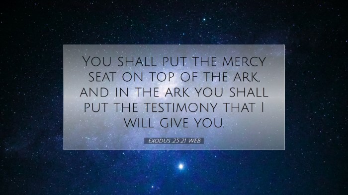 Picture 07 - Exodus 25:21 WEB Desktop Wallpaper - You shall put the mercy seat on top of the ark, - Desktop Bible Verse Wallpaper