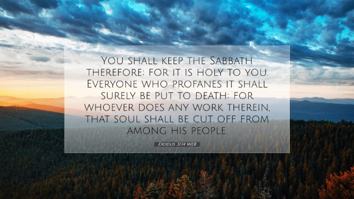 Picture 07 - Exodus 31:14 WEB Desktop Wallpaper - You shall keep the Sabbath therefore; for it is - Desktop Bible Verse Wallpaper