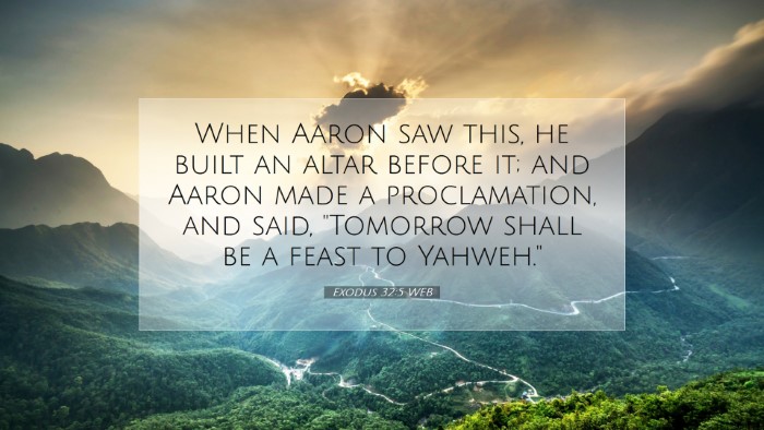 Picture 07 - Exodus 32:5 WEB Desktop Wallpaper - When Aaron saw this, he built an altar before it; - Desktop Bible Verse Wallpaper