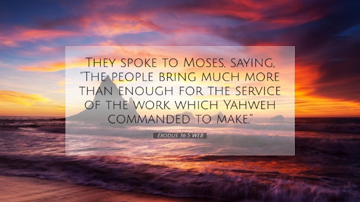 Picture 07 - Exodus 36:5 WEB Desktop Wallpaper - They spoke to Moses, saying, 