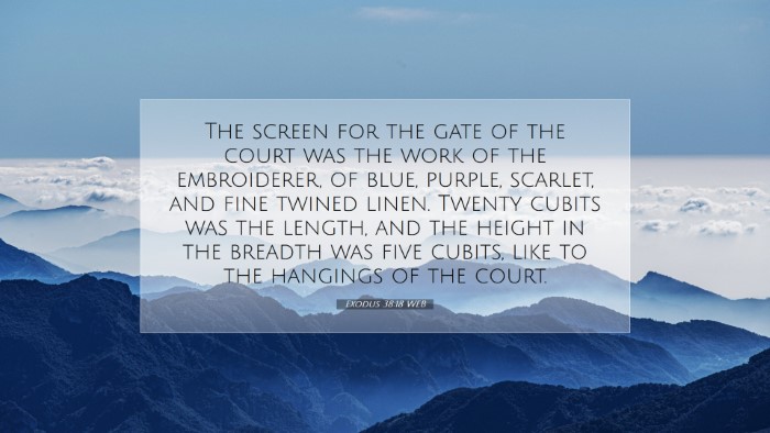 Picture 07 - Exodus 38:18 WEB Desktop Wallpaper - The screen for the gate of the court was the work - Desktop Bible Verse Wallpaper