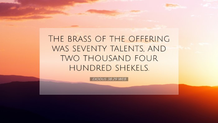 Picture 07 - Exodus 38:29 WEB Desktop Wallpaper - The brass of the offering was seventy talents, - Desktop Bible Verse Wallpaper