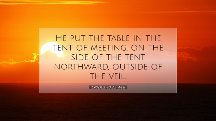Picture 07 - Exodus 40:22 WEB Desktop Wallpaper - He put the table in the tent of meeting, on the - Desktop Bible Verse Wallpaper