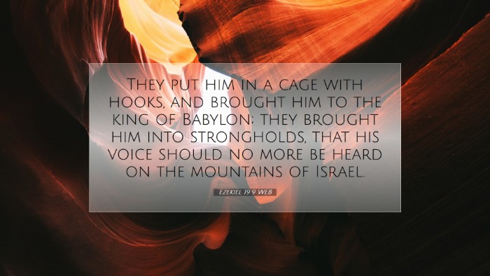 Picture 07 - Ezekiel 19:9 WEB Desktop Wallpaper - They put him in a cage with hooks, and brought - Desktop Bible Verse Wallpaper