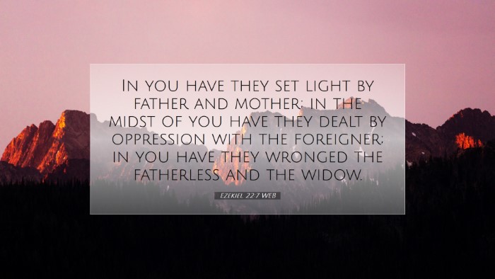 Picture 07 - Ezekiel 22:7 WEB Desktop Wallpaper - In you have they set light by father and mother; - Desktop Bible Verse Wallpaper