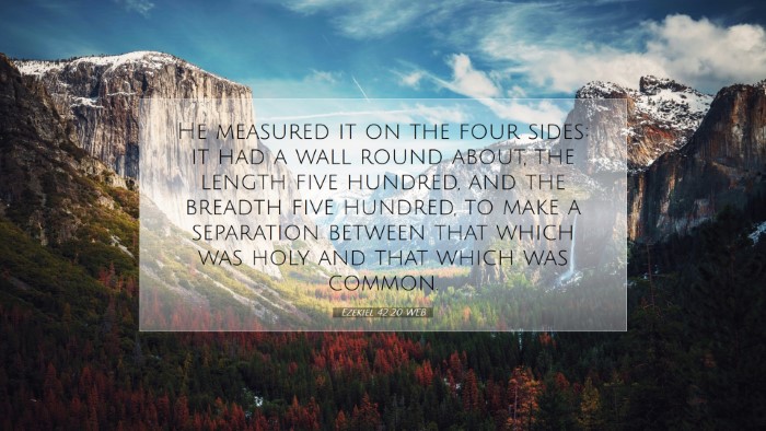 Picture 07 - Ezekiel 42:20 WEB Desktop Wallpaper - He measured it on the four sides: it had a wall - Desktop Bible Verse Wallpaper