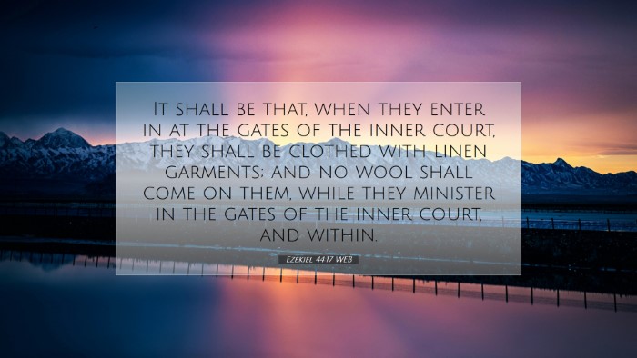 Picture 07 - Ezekiel 44:17 WEB Desktop Wallpaper - It shall be that, when they enter in at the gates - Desktop Bible Verse Wallpaper