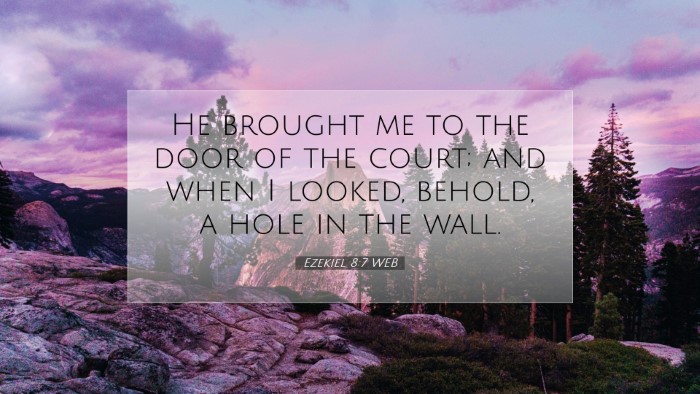 Picture 07 - Ezekiel 8:7 WEB Desktop Wallpaper - He brought me to the door of the court; and when - Desktop Bible Verse Wallpaper