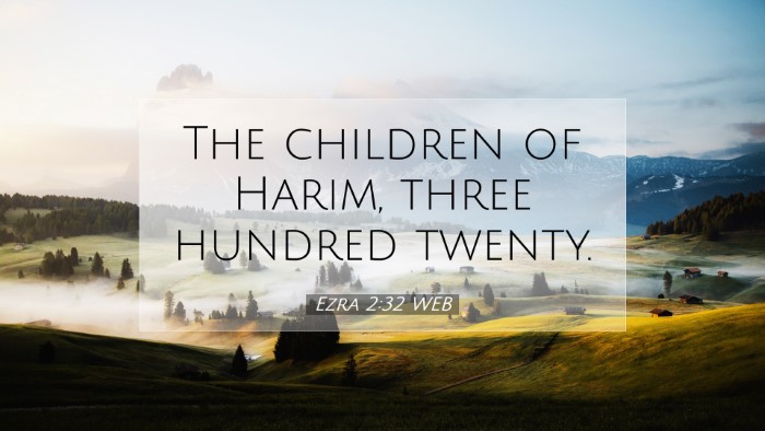 Picture 07 - Ezra 2:32 WEB Desktop Wallpaper - The children of Harim, three hundred - Desktop Bible Verse Wallpaper