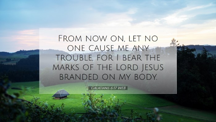 Picture 07 - Galatians 6:17 WEB Desktop Wallpaper - From now on, let no one cause me any trouble, for - Desktop Bible Verse Wallpaper