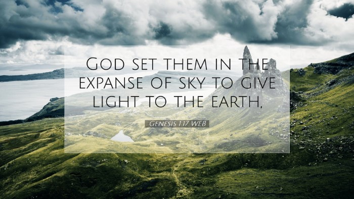 Picture 07 - Genesis 1:17 WEB Desktop Wallpaper - God set them in the expanse of sky to give light - Desktop Bible Verse Wallpaper