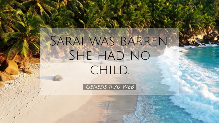 Picture 07 - Genesis 11:30 WEB Desktop Wallpaper - Sarai was barren. She had no - Desktop Bible Verse Wallpaper