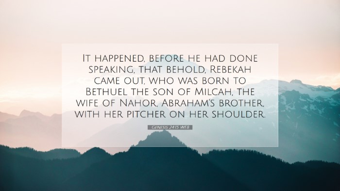 Picture 07 - Genesis 24:15 WEB Desktop Wallpaper - It happened, before he had done speaking, that - Desktop Bible Verse Wallpaper