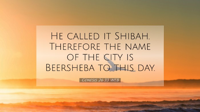 Picture 07 - Genesis 26:33 WEB Desktop Wallpaper - He called it Shibah. Therefore the name of the - Desktop Bible Verse Wallpaper
