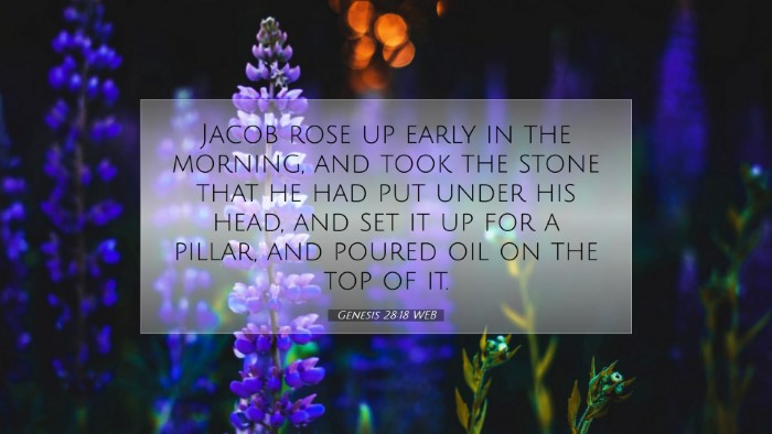 Picture 07 - Genesis 28:18 WEB Desktop Wallpaper - Jacob rose up early in the morning, and took the - Desktop Bible Verse Wallpaper