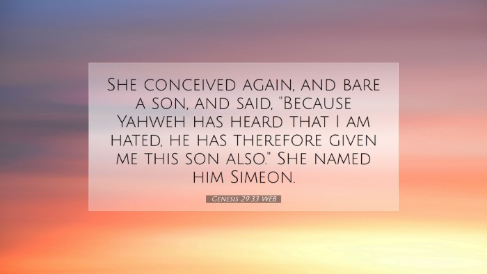 Picture 07 - Genesis 29:33 WEB Desktop Wallpaper - She conceived again, and bare a son, and said, - Desktop Bible Verse Wallpaper