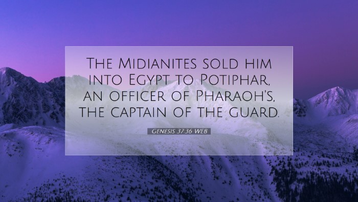 Picture 07 - Genesis 37:36 WEB Desktop Wallpaper - The Midianites sold him into Egypt to Potiphar, - Desktop Bible Verse Wallpaper