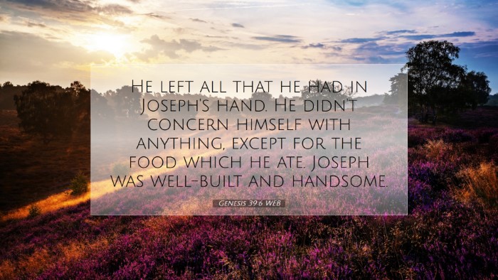 Picture 07 - Genesis 39:6 WEB Desktop Wallpaper - He left all that he had in Joseph's hand. He - Desktop Bible Verse Wallpaper