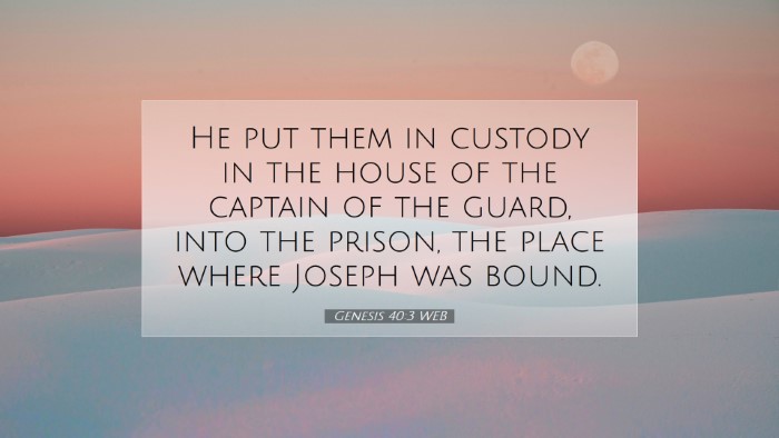 Picture 07 - Genesis 40:3 WEB Desktop Wallpaper - He put them in custody in the house of the - Desktop Bible Verse Wallpaper
