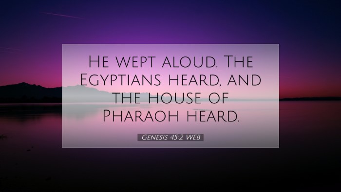 Picture 07 - Genesis 45:2 WEB Desktop Wallpaper - He wept aloud. The Egyptians heard, and the house - Desktop Bible Verse Wallpaper
