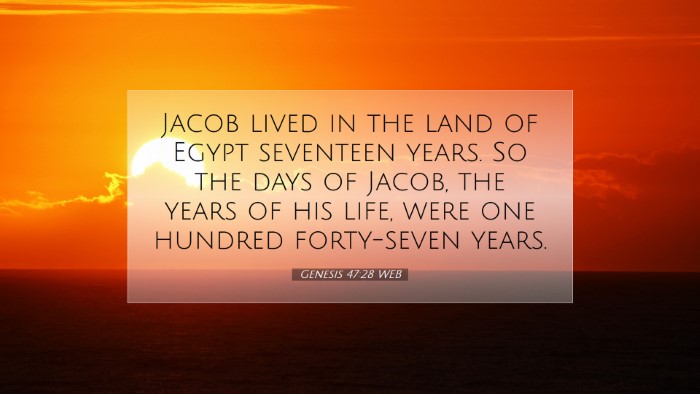 Picture 07 - Genesis 47:28 WEB Desktop Wallpaper - Jacob lived in the land of Egypt seventeen years. - Desktop Bible Verse Wallpaper