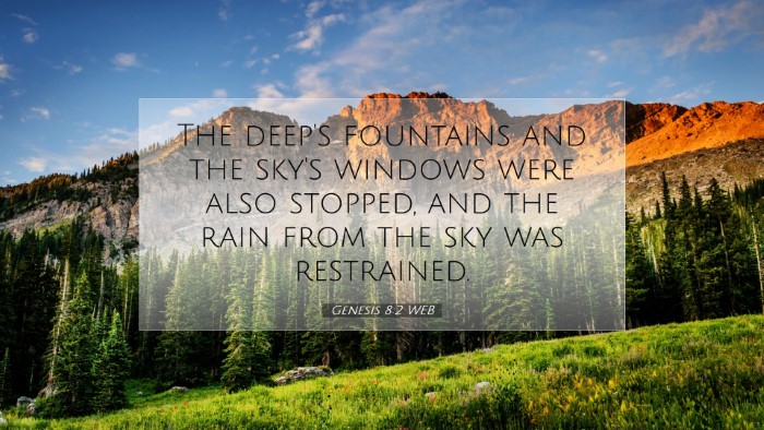 Picture 07 - Genesis 8:2 WEB Desktop Wallpaper - The deep's fountains and the sky's windows were - Desktop Bible Verse Wallpaper