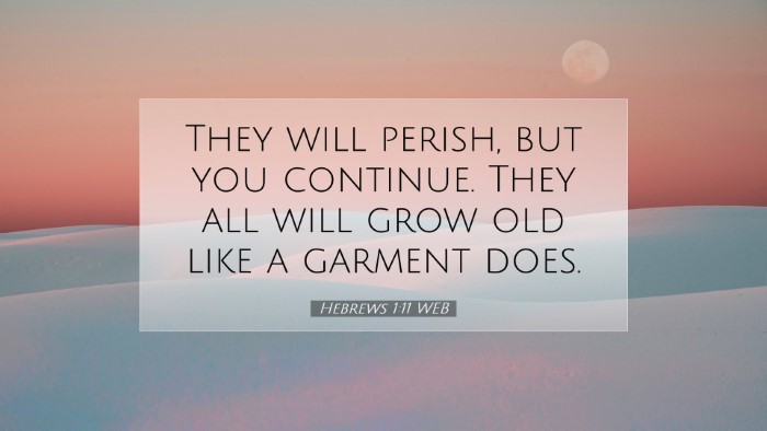 Picture 07 - Hebrews 1:11 WEB Desktop Wallpaper - They will perish, but you continue. They all will - Desktop Bible Verse Wallpaper