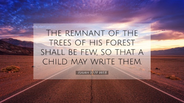 Picture 07 - Isaiah 10:19 WEB Desktop Wallpaper - The remnant of the trees of his forest shall be - Desktop Bible Verse Wallpaper