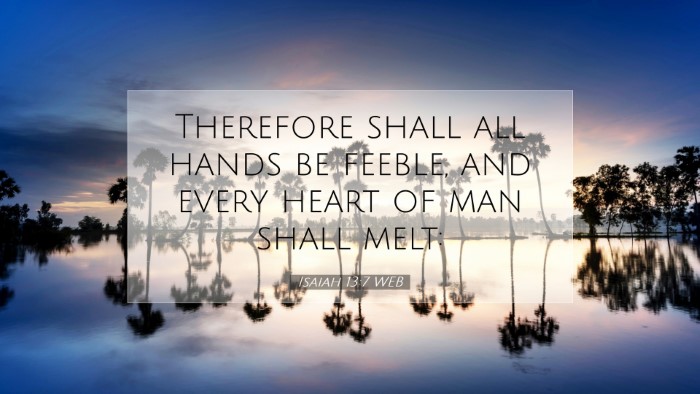 Picture 07 - Isaiah 13:7 WEB Desktop Wallpaper - Therefore shall all hands be feeble, and every - Desktop Bible Verse Wallpaper