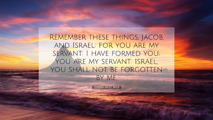 Picture 07 - Isaiah 44:21 WEB Desktop Wallpaper - Remember these things, Jacob, and Israel; for you - Desktop Bible Verse Wallpaper