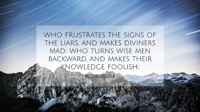 Picture 07 - Isaiah 44:25 WEB Desktop Wallpaper - who frustrates the signs of the liars, and makes - Desktop Bible Verse Wallpaper
