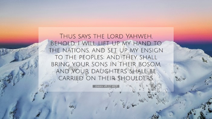 Picture 07 - Isaiah 49:22 WEB Desktop Wallpaper - Thus says the Lord Yahweh, Behold, I will lift up - Desktop Bible Verse Wallpaper