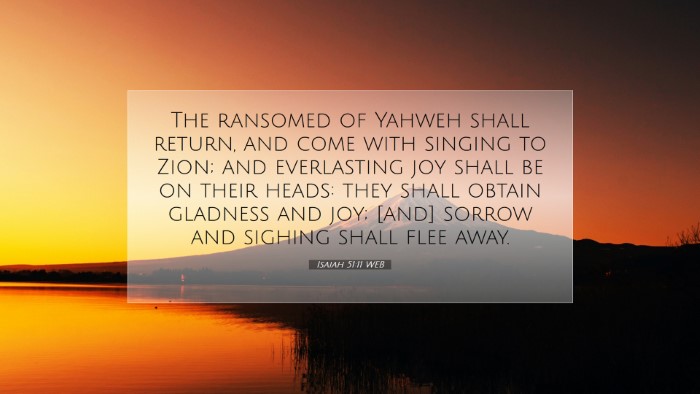 Picture 07 - Isaiah 51:11 WEB Desktop Wallpaper - The ransomed of Yahweh shall return, and come - Desktop Bible Verse Wallpaper