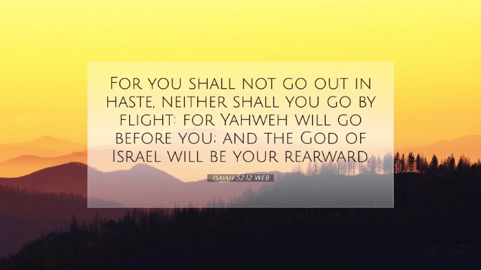 Picture 07 - Isaiah 52:12 WEB Desktop Wallpaper - For you shall not go out in haste, neither shall - Desktop Bible Verse Wallpaper