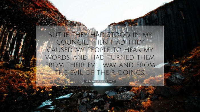 Picture 07 - Jeremiah 23:22 WEB Desktop Wallpaper - But if they had stood in my council, then had - Desktop Bible Verse Wallpaper