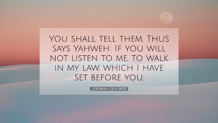 Picture 07 - Jeremiah 26:4 WEB Desktop Wallpaper - You shall tell them, Thus says Yahweh: If you - Desktop Bible Verse Wallpaper