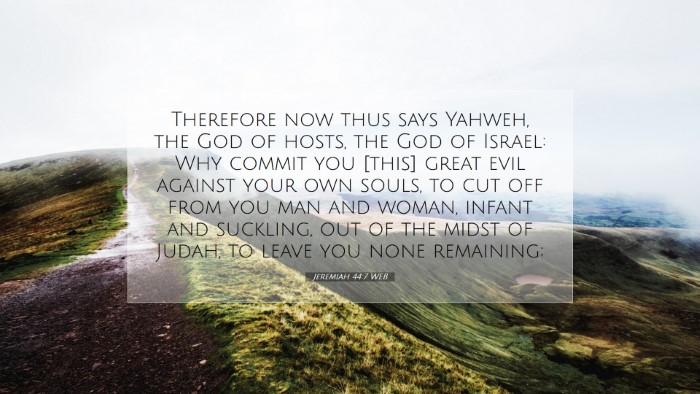 Picture 07 - Jeremiah 44:7 WEB Desktop Wallpaper - Therefore now thus says Yahweh, the God of hosts, - Desktop Bible Verse Wallpaper