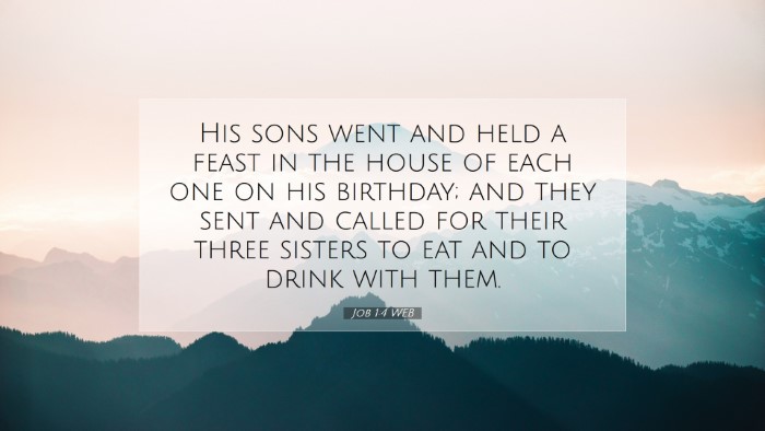 Picture 07 - Job 1:4 WEB Desktop Wallpaper - His sons went and held a feast in the house of - Desktop Bible Verse Wallpaper