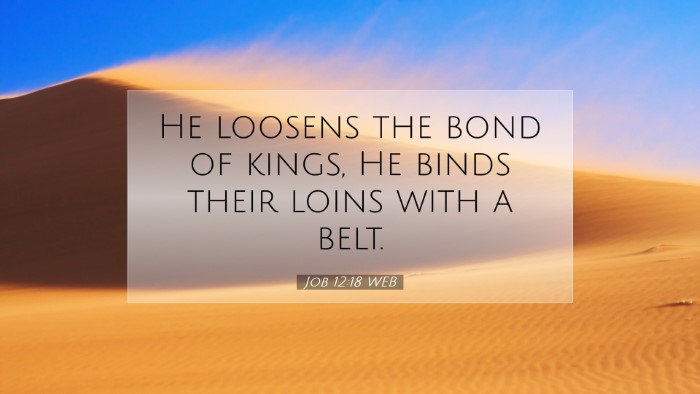Picture 07 - Job 12:18 WEB Desktop Wallpaper - He loosens the bond of kings, He binds their - Desktop Bible Verse Wallpaper