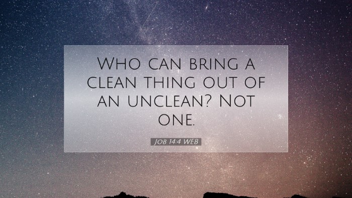 Picture 07 - Job 14:4 WEB Desktop Wallpaper - Who can bring a clean thing out of an unclean? - Desktop Bible Verse Wallpaper