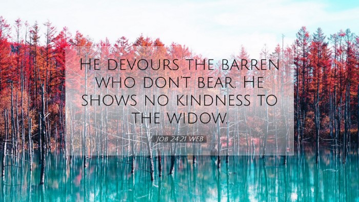 Picture 07 - Job 24:21 WEB Desktop Wallpaper - He devours the barren who don't bear. He shows no - Desktop Bible Verse Wallpaper