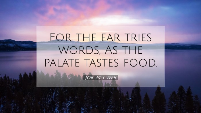Picture 07 - Job 34:3 WEB Desktop Wallpaper - For the ear tries words, As the palate tastes - Desktop Bible Verse Wallpaper